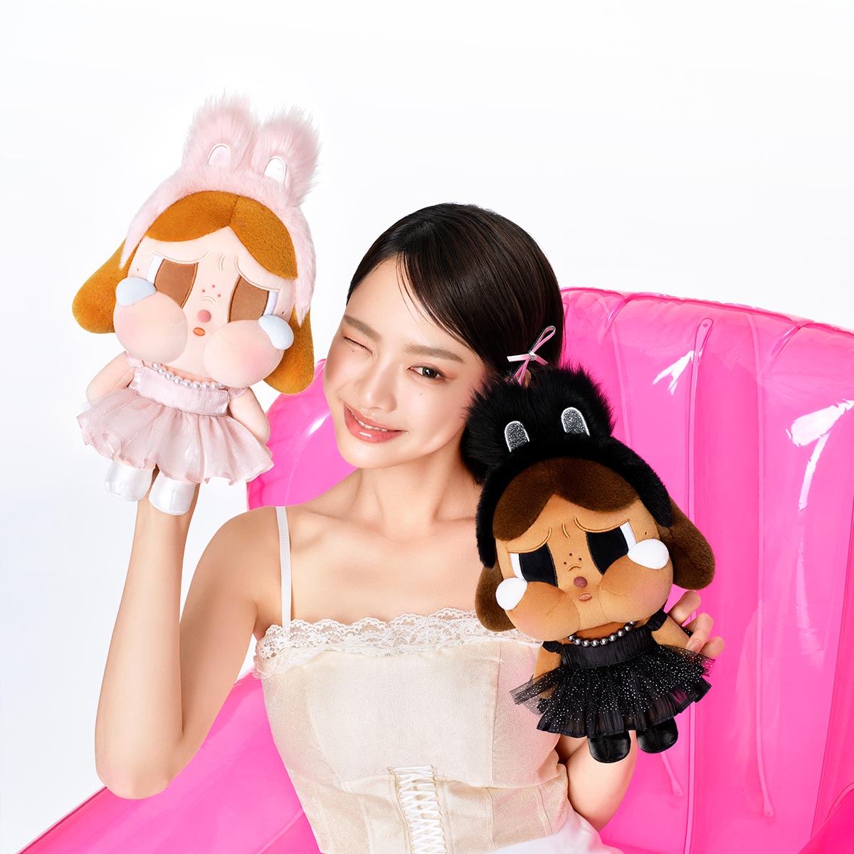 POP MART Authentic CryBaby Shiny XL Pink Plush