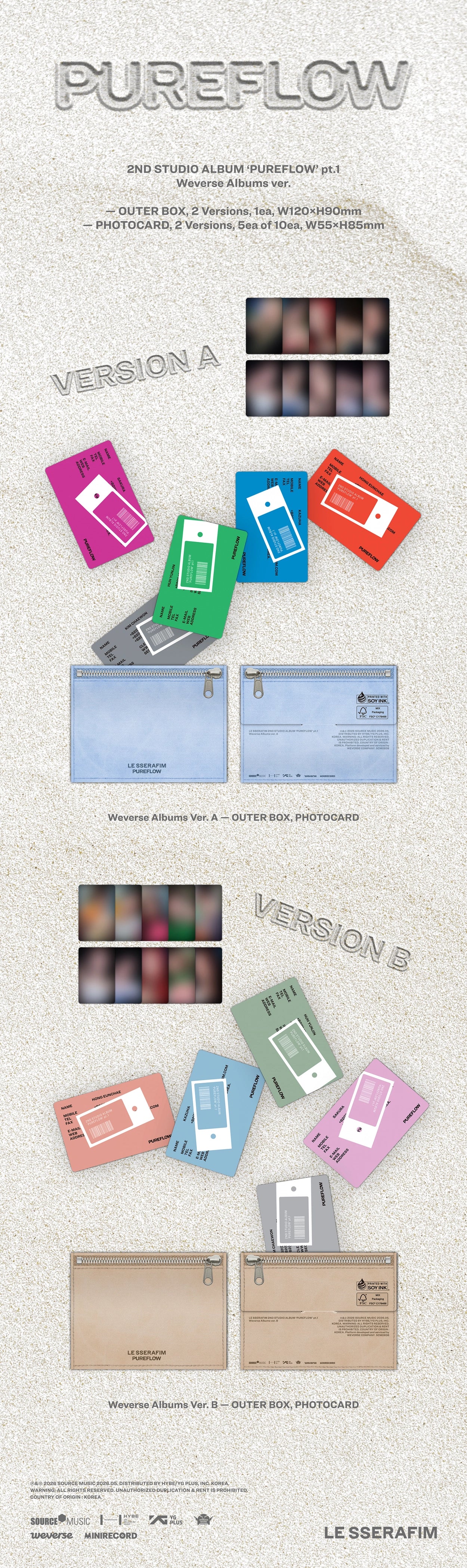 LE SSERAFIM 2ND STUDIO ALBUM - PUREFLOW PT.1 (WEVERSE ALBUMS VER.)