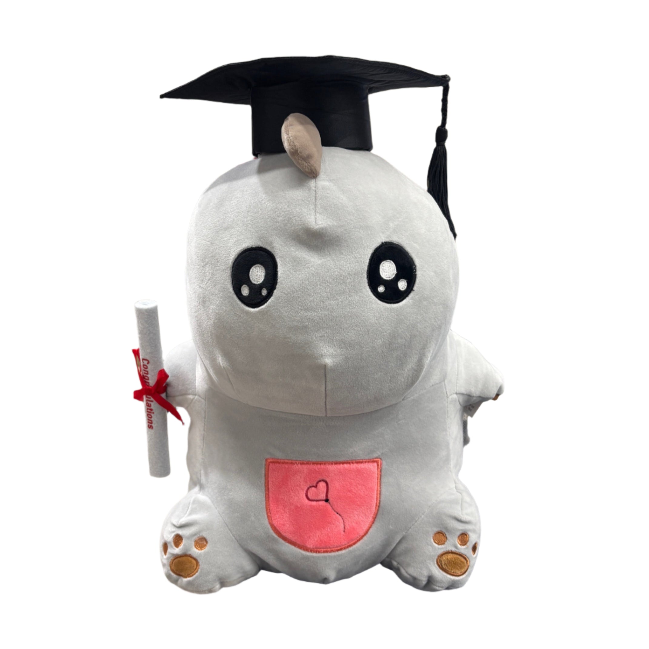 Dinosaur Plush With Heart Grey 16"