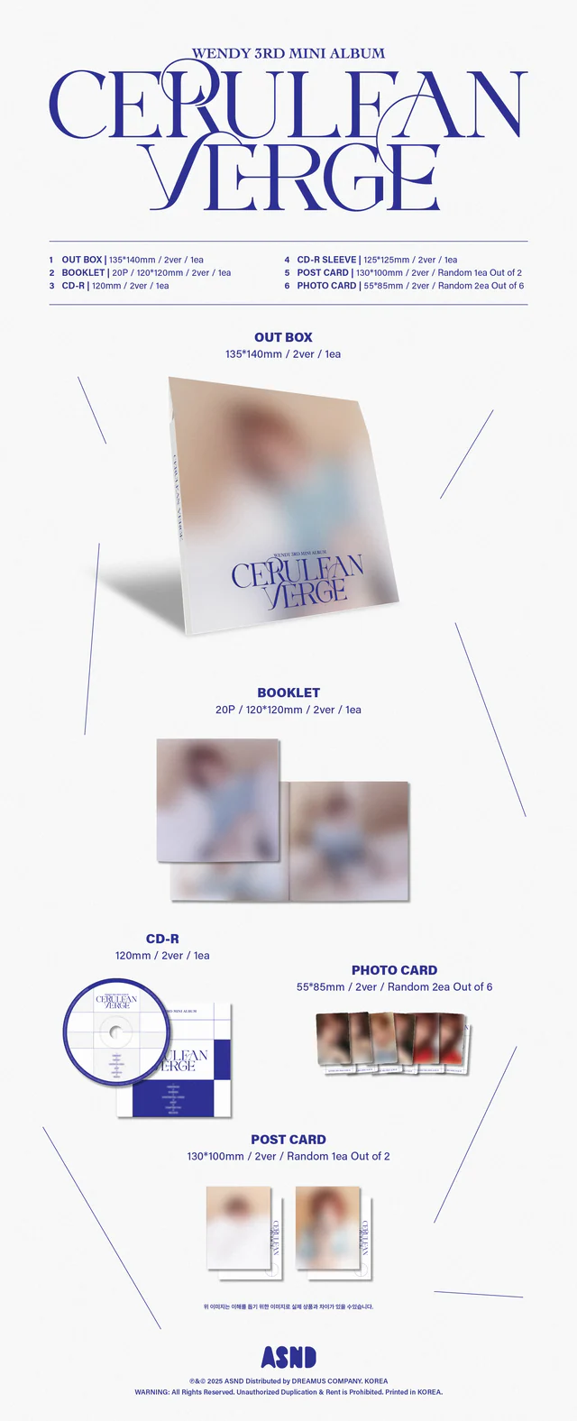 WENDY 3RD MINI ALBUM - CERULEAN VERGE (DIGIPACK VER.)