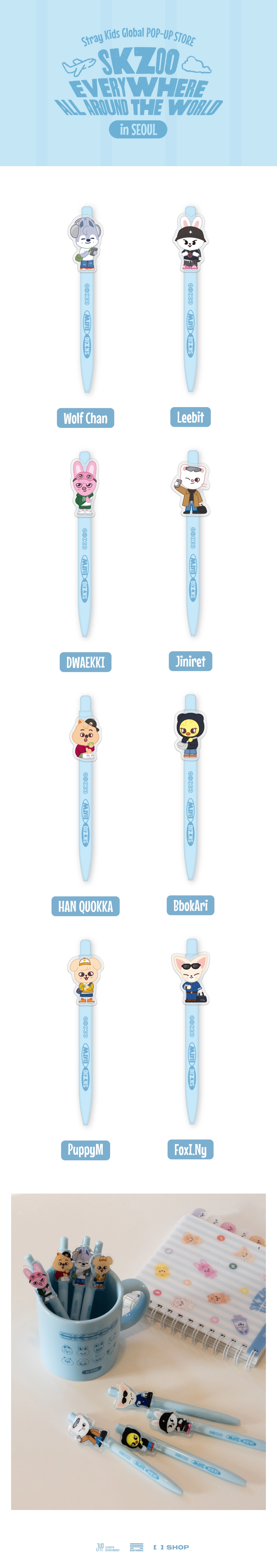 STRAY KIDS - SKZOO ACRYLIC GEL PEN - SKZOO EVERYWHERE ALL AROUND THE WORLD MD
