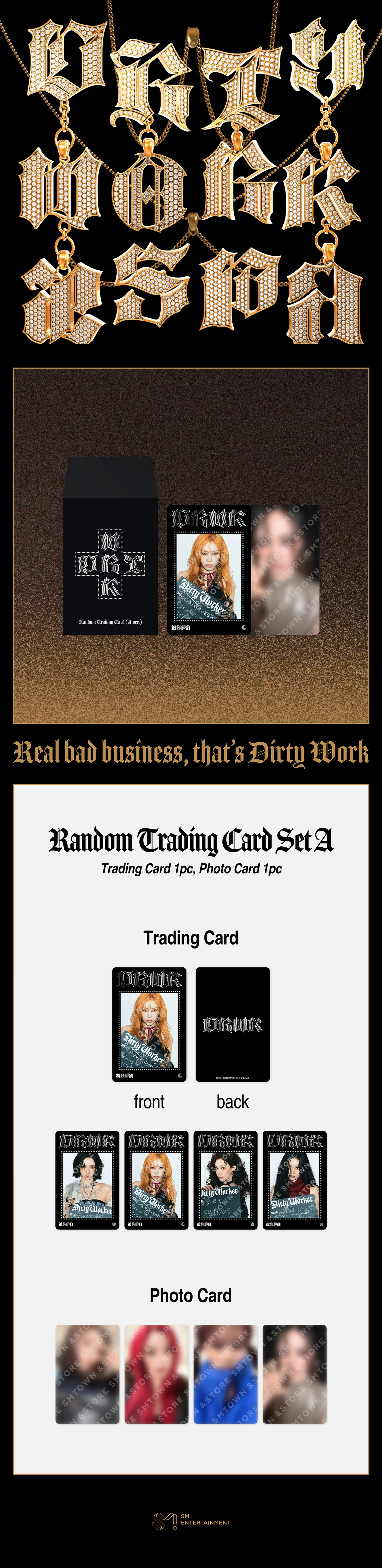 AESPA - RANDOM TRADING CARD SET A VER - DIRTY WORK OFFICIAL MD