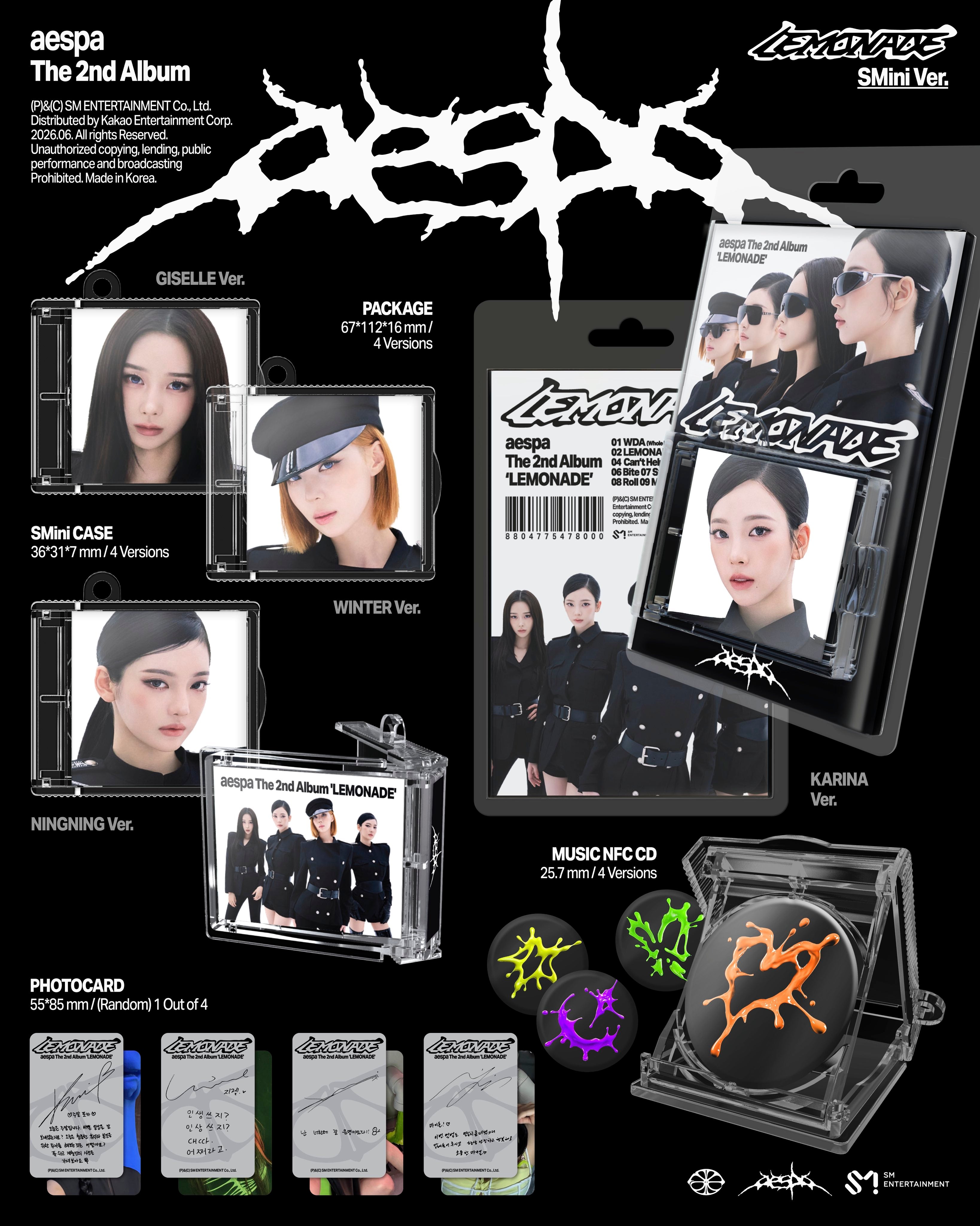 AESPA 2ND ALBUM - LEMONADE (SMINI VER.) (SMART ALBUM)