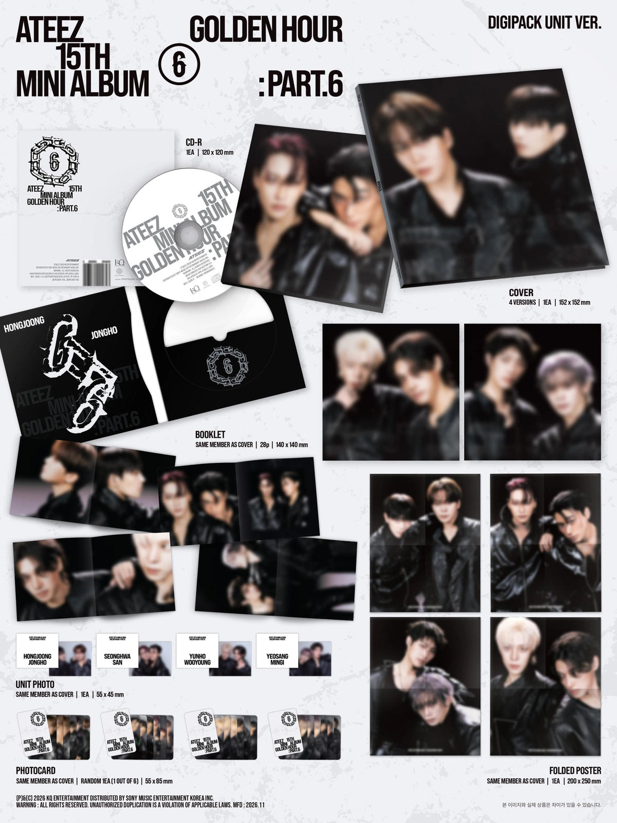 ATEEZ 15TH MINI ALBUM - GOLDEN HOUR : PART.6 (DIGIPACK UNIT VER.)