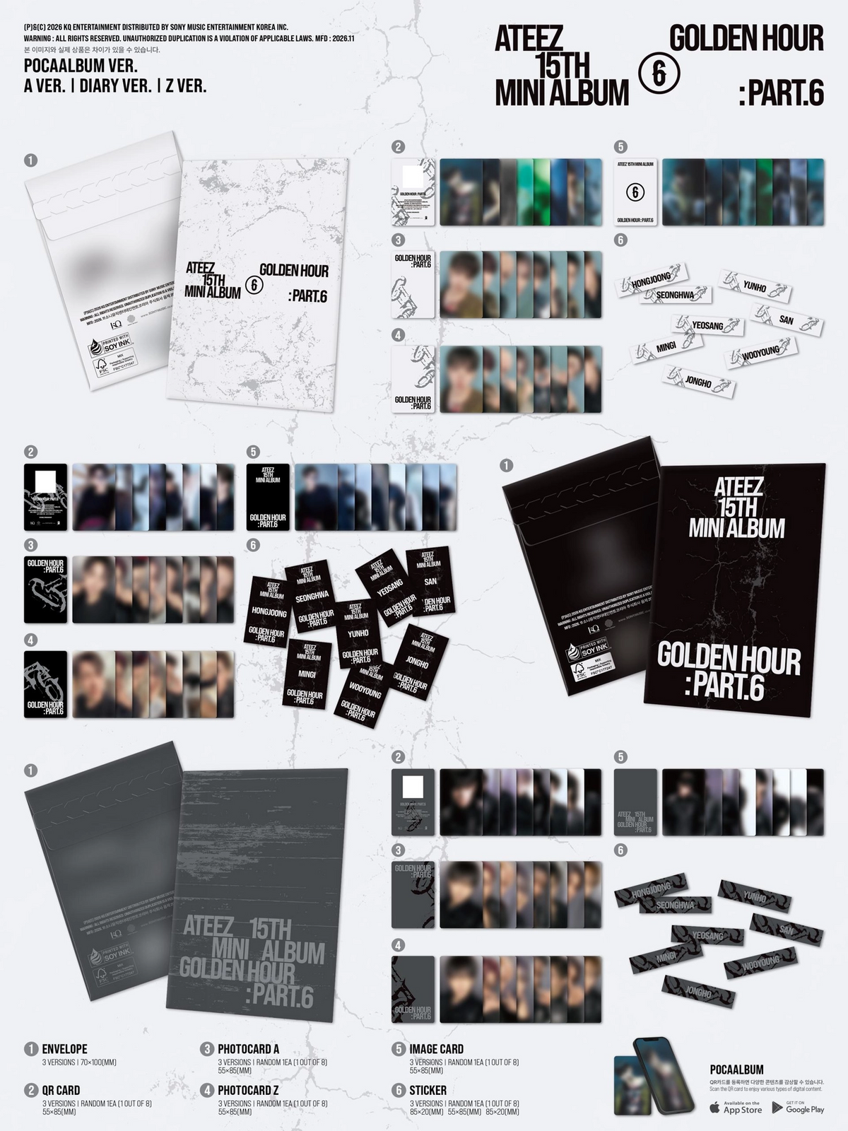 ATEEZ 15TH MINI ALBUM - GOLDEN HOUR : PART.6 (POCA ALBUM VER)