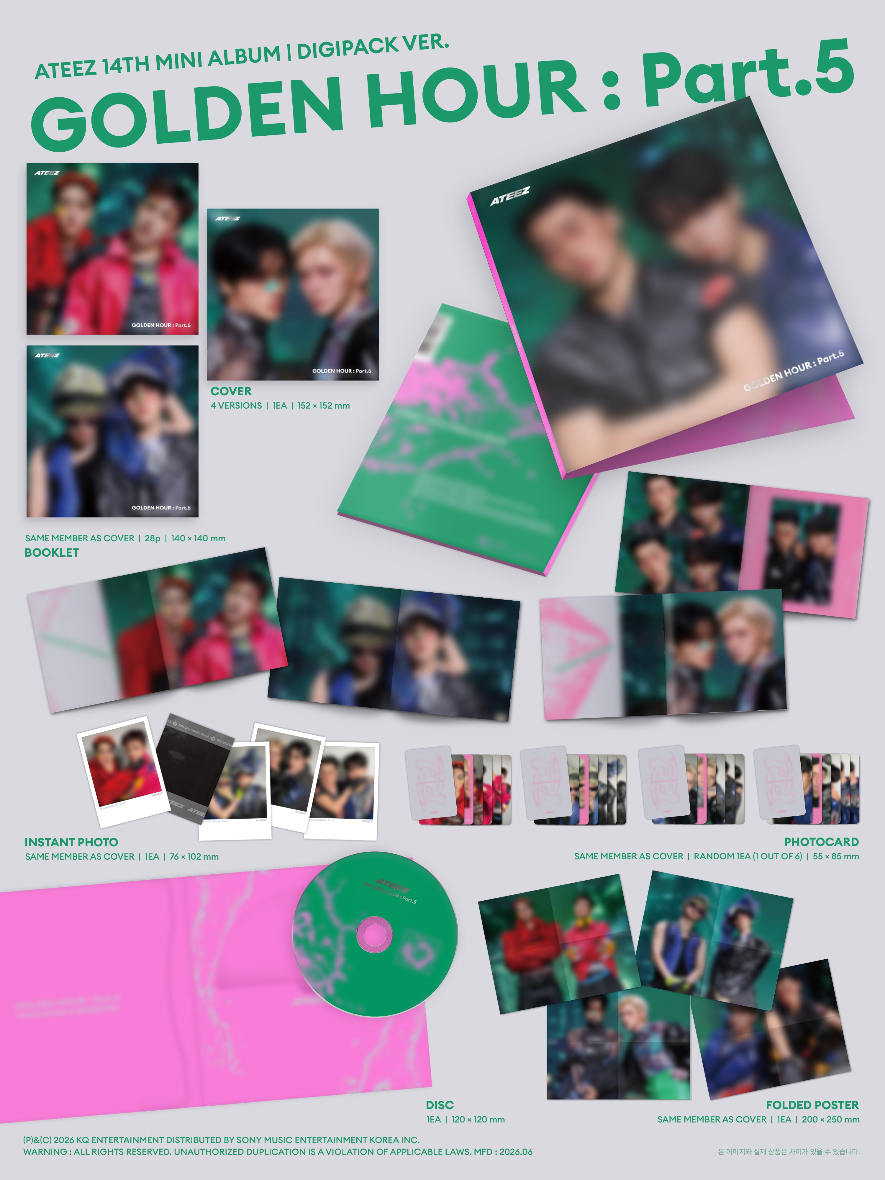 ATEEZ 14TH MINI ALBUM - GOLDEN HOUR : PART.5 (DIGIPACK UNIT VER.)