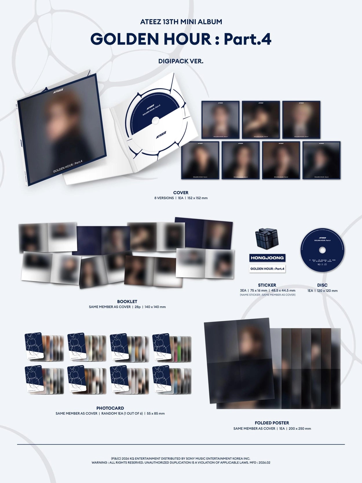 ATEEZ 13TH MINI ALBUM - GOLDEN HOUR : PART.4 (MEMBER DIGIPACK VER)