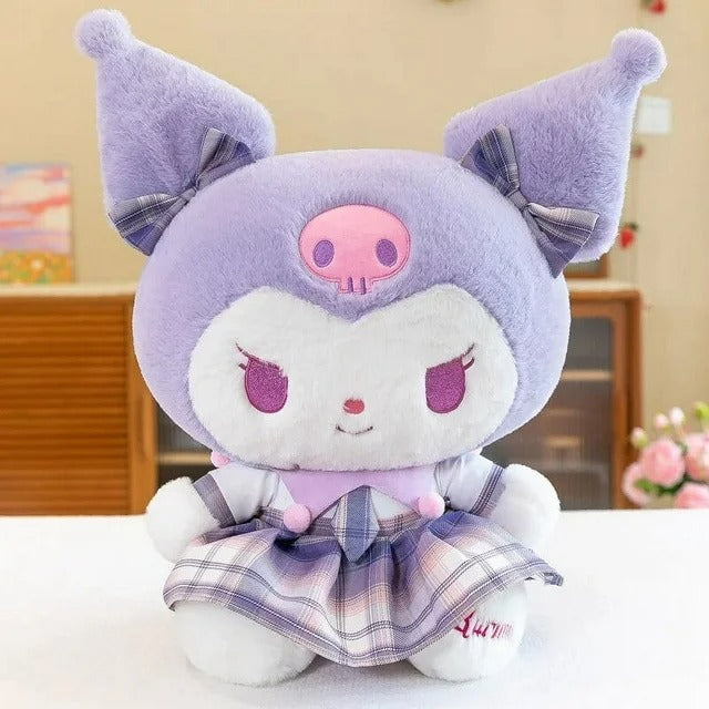 SANRIO Authentic Kuromi Purple Plaid Dress Plush