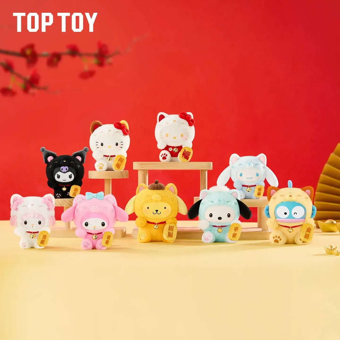 TOP TOY X SANRIO Lucky Cat Series Plush Keychain Mystery Box 8 Designs