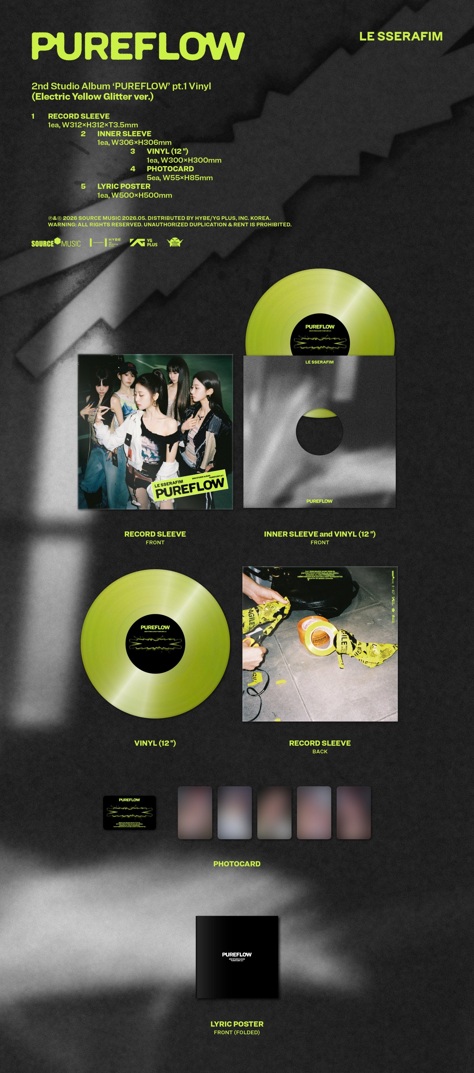 LE SSERAFIM 2ND STUDIO ALBUM - PUREFLOW PT.1 (VINYL)