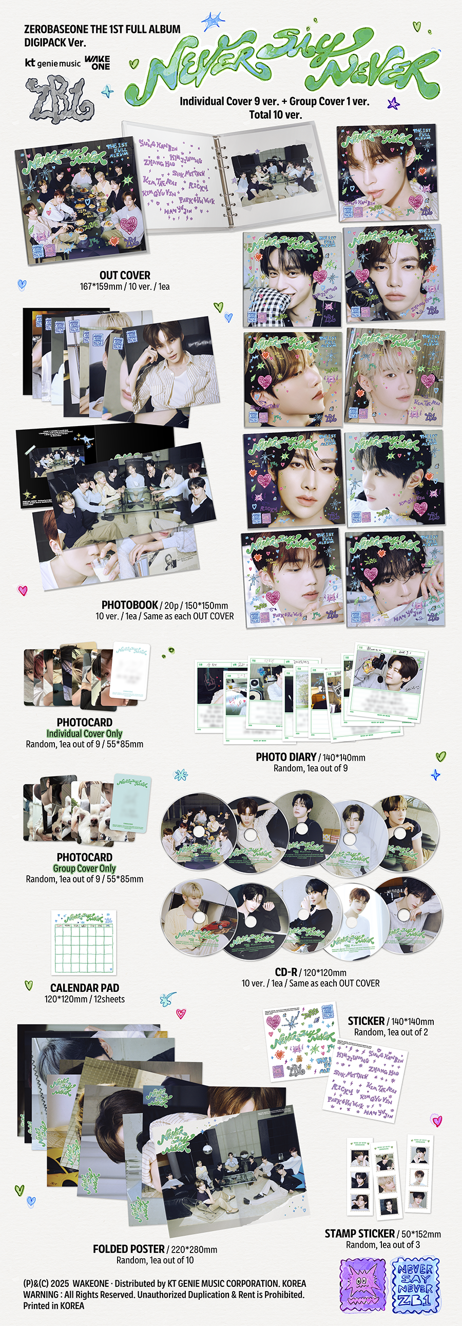 ZEROBASEONE THE 1ST FULL ALBUM - NEVER SAY NEVER (DIGIPACK VER.)