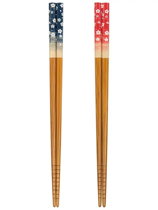Blue + Red Chopsticks 2in1 Pair (Made in Japan)