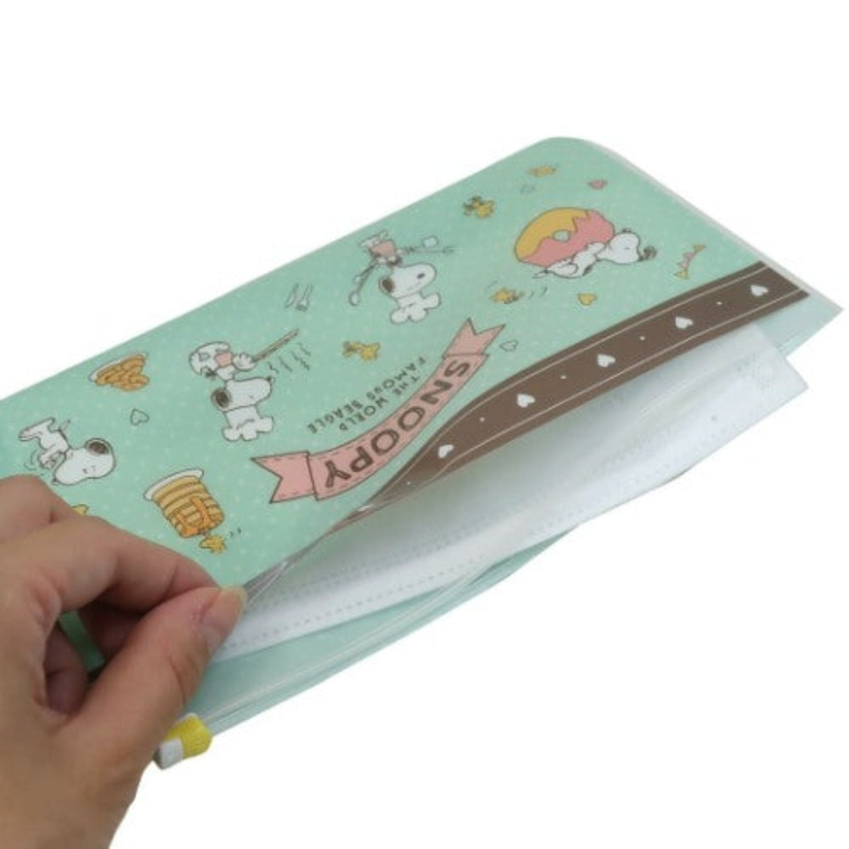 PEANUT SNOOPY Cake Green Flat Mask Pouch