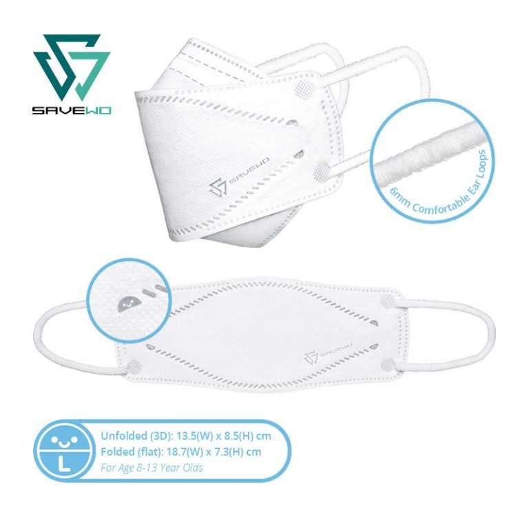 Savewo 3DMasks Kids KF White L Size LeveL 3 Mask - (30 Packs) (Hong Kong Edition)