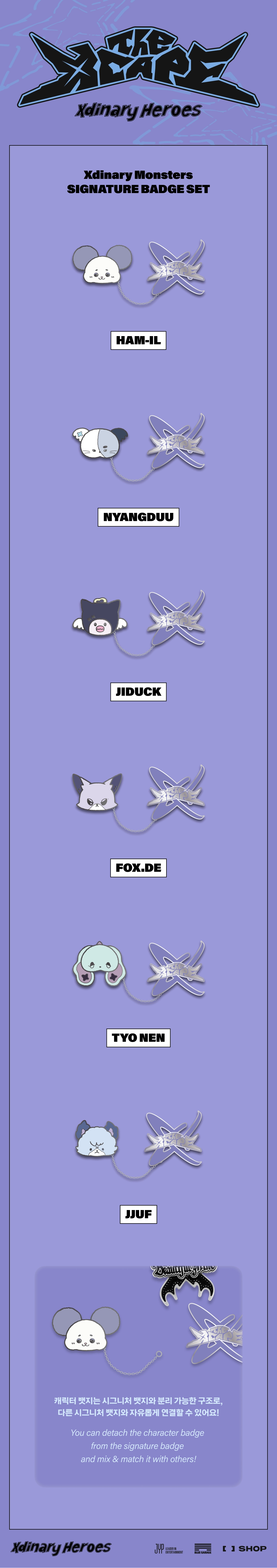 XDINARY HEROES - XDINARY MONSTERS SIGNATURE BADGE SET - THE XCAPE