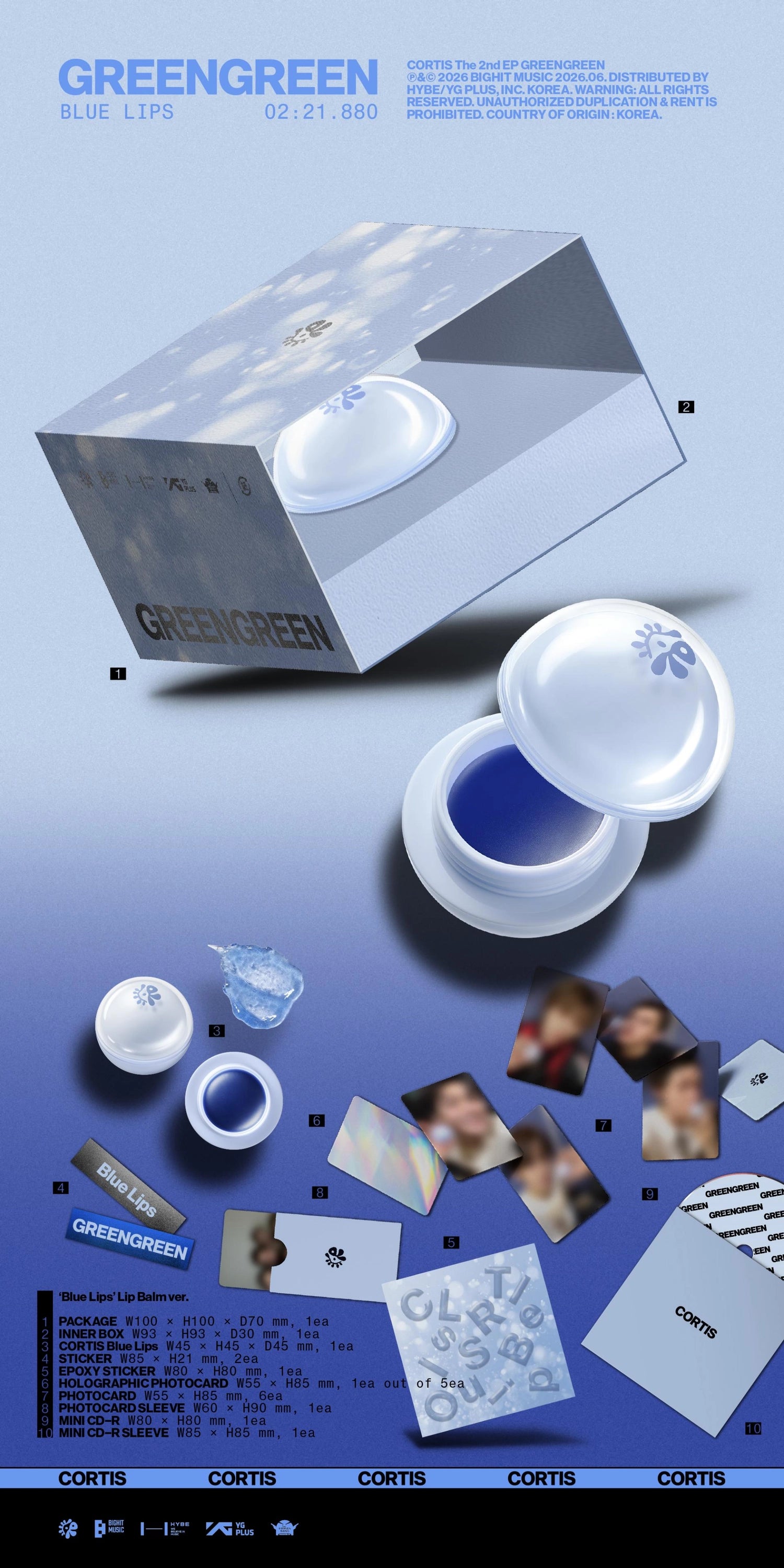 CORTIS 2ND EP ALBUM - GREENGREEN (BLUE LIPS LIP BALM VER.)