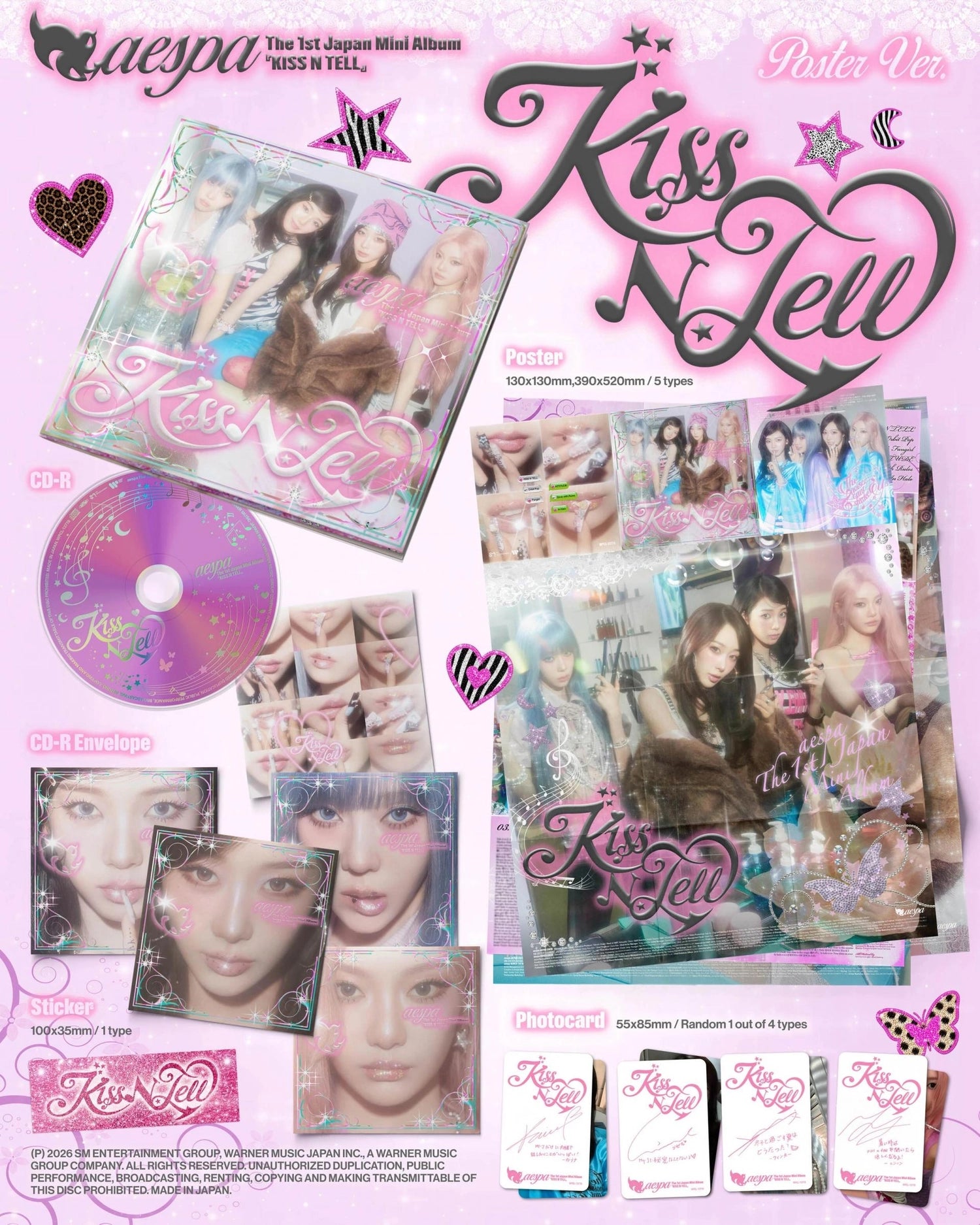 AESPA JAPANESE ALBUM - 1ST MINI ALBUM [KISS N TELL] (POSTER VER.)