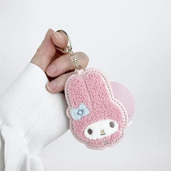 SANRIO© Leather Fluffy Patch Key Holder (Japan Edition)