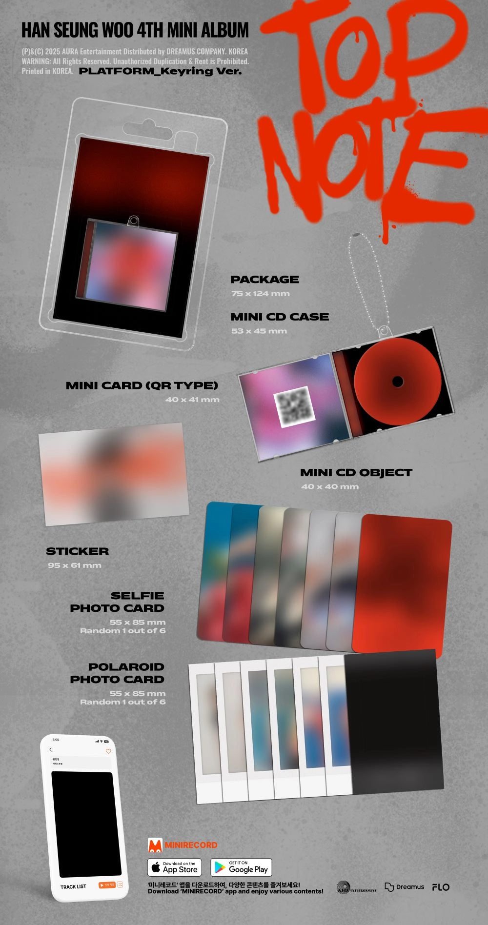 HAN SEUNG WOO 4TH MINI ALBUM - TOP NOTE (PLATFORM_KEYRING VER.)