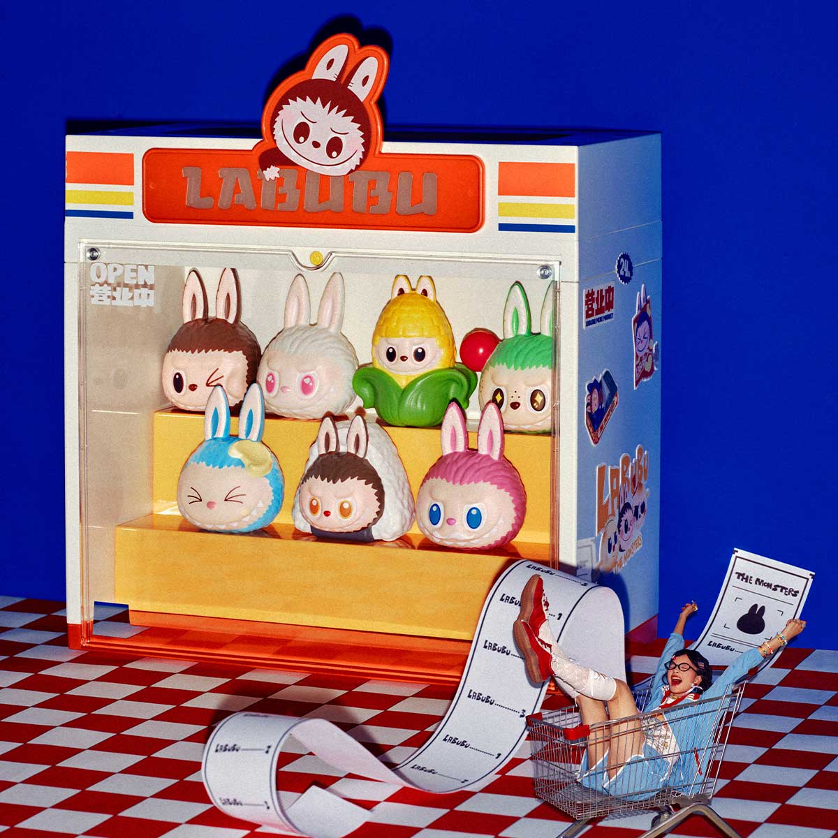 POP MART Authentic The MONSTERS Labubu Wacky Mart Series Display Conta