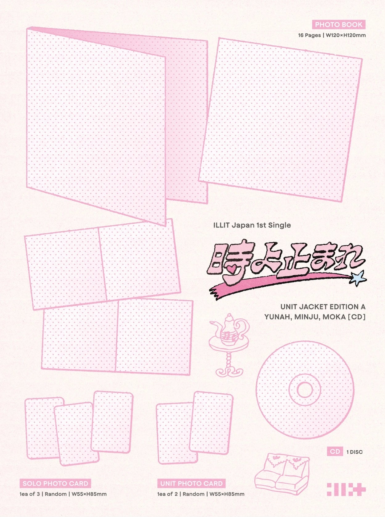 ILLIT JAPAN 1ST SINGLE - 時よ止まれ (UNIT JACKET EDITION A - YUNAH, MINJU, MOKA)