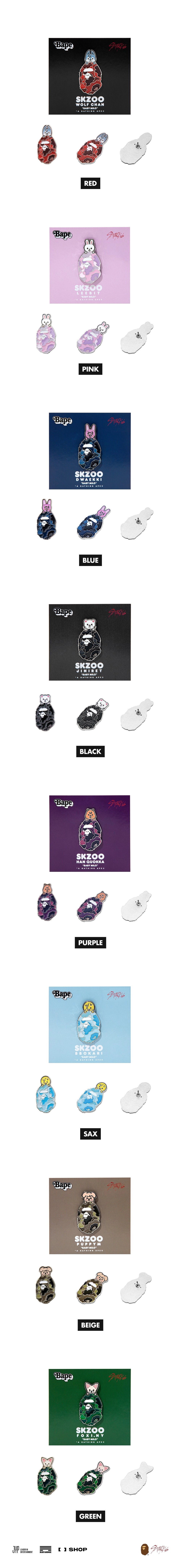 BAPE X STRAY KIDS METAL PINS