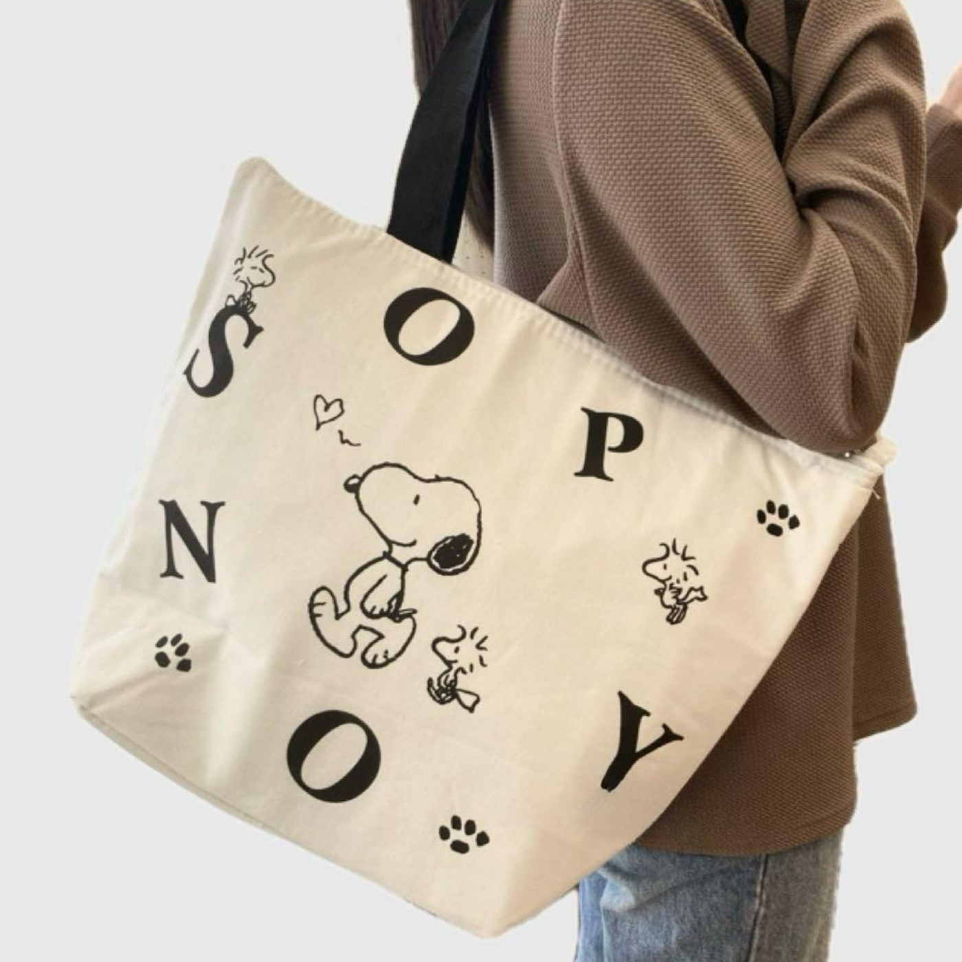 PEANUT SNOOPY© Black Canvas Alpha Tote Bag (Japan Edition)