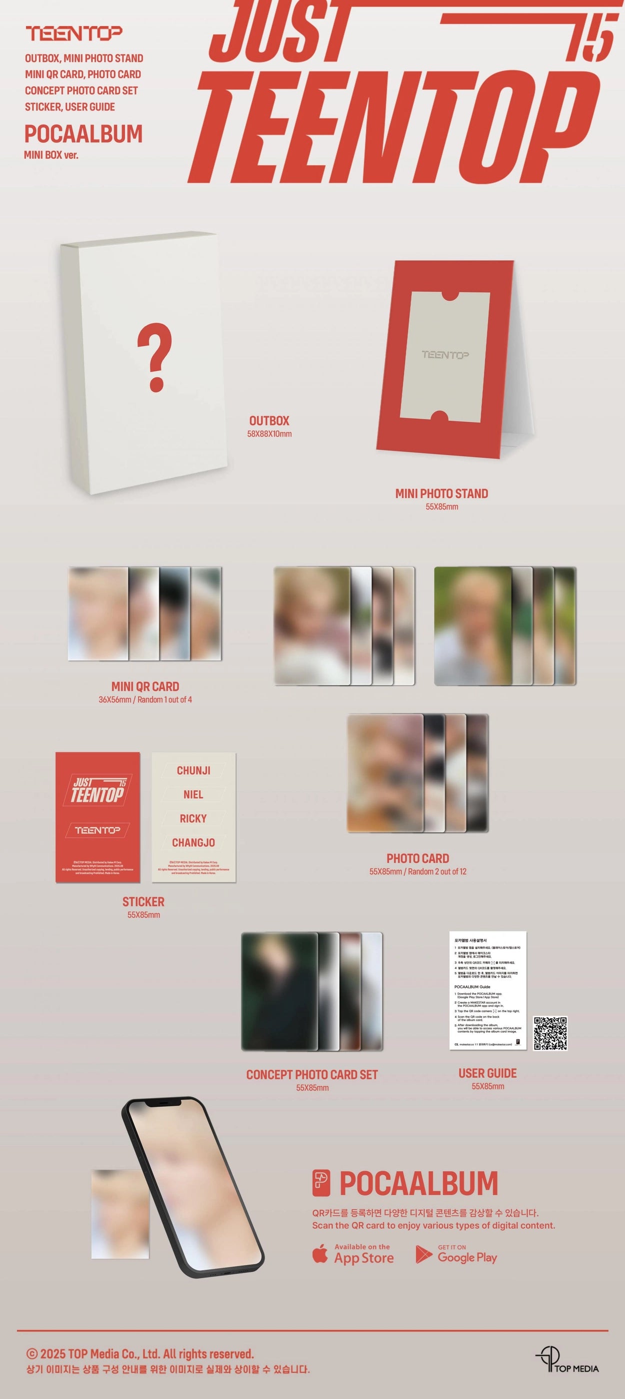 TEEN TOP MINI ALBUM - JUST 15, JUST TEEN TOP (MINI BOX VER.) (POCAALBUM)