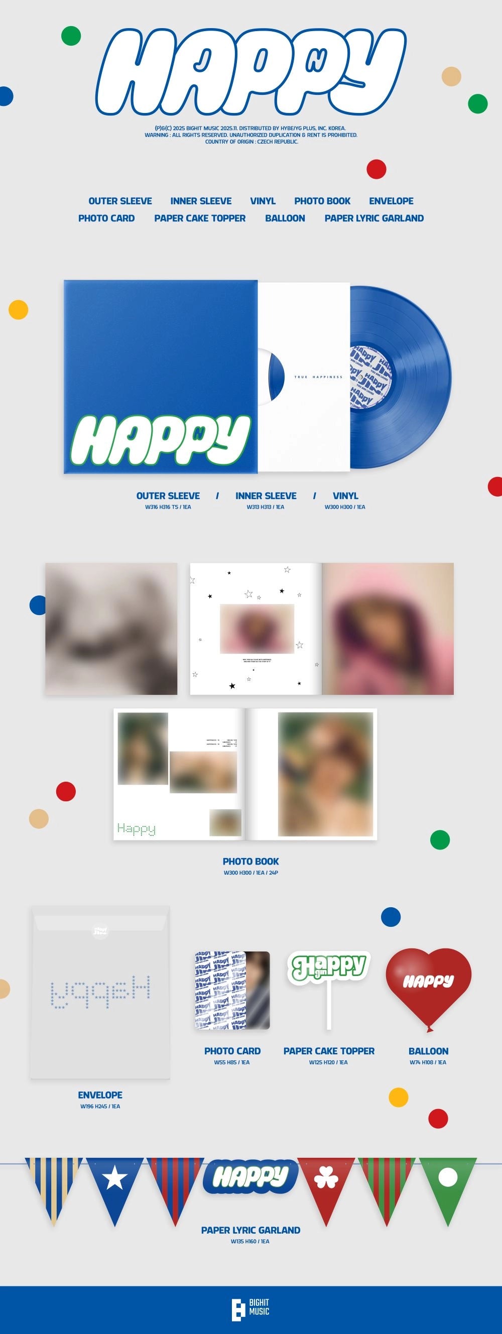 JIN (BTS) 1ST SOLO ALBUM - HAPPY (COLOR LP)