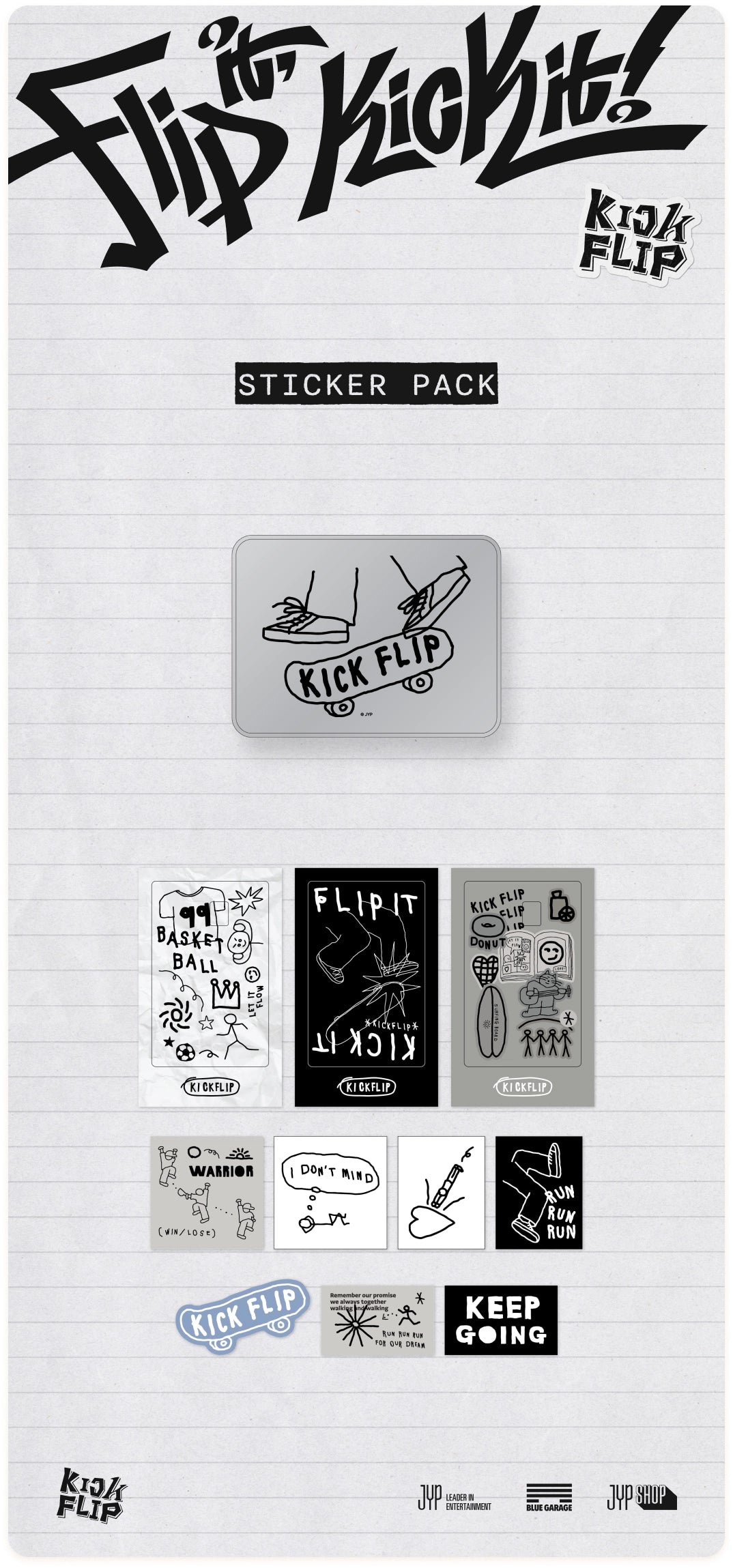 KickFlip - [Flip it, Kick it!] POP-UP STORE MD STICKER PACK