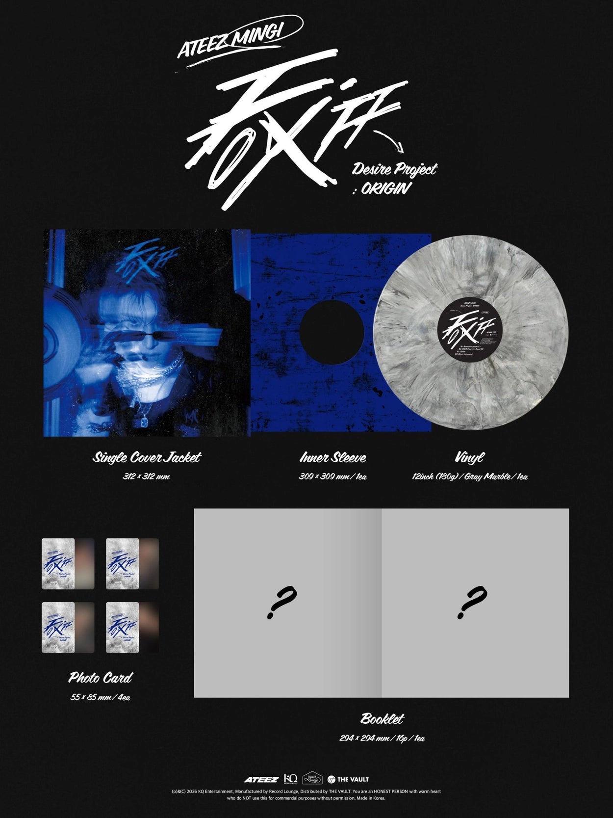 MINGI (ATEEZ) - FIX OFF DESIRE PROJECT : ORIGIN (GRAY MARBLED COLOR LP)