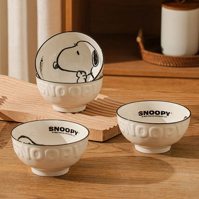 PEANUT SNOOPY Authentic Ceramic Bowl 4in1 Set