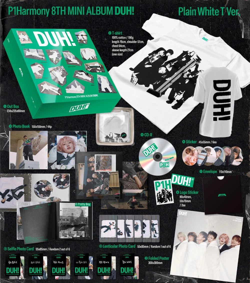 P1HARMONY 8TH MINI ALBUM - DUH! (PLAIN WHITE T VER.)