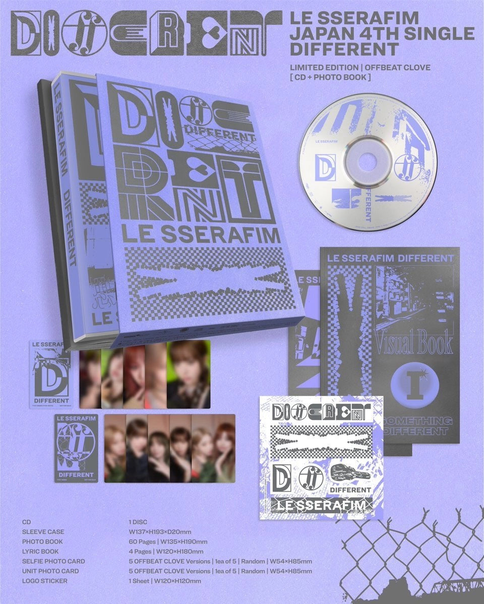 LE SSERAFIM JAPANESE ALBUM - JAPAN 4TH SINGLE - DIFFERENT (LIMITED - OFFBEAT CLOVE)