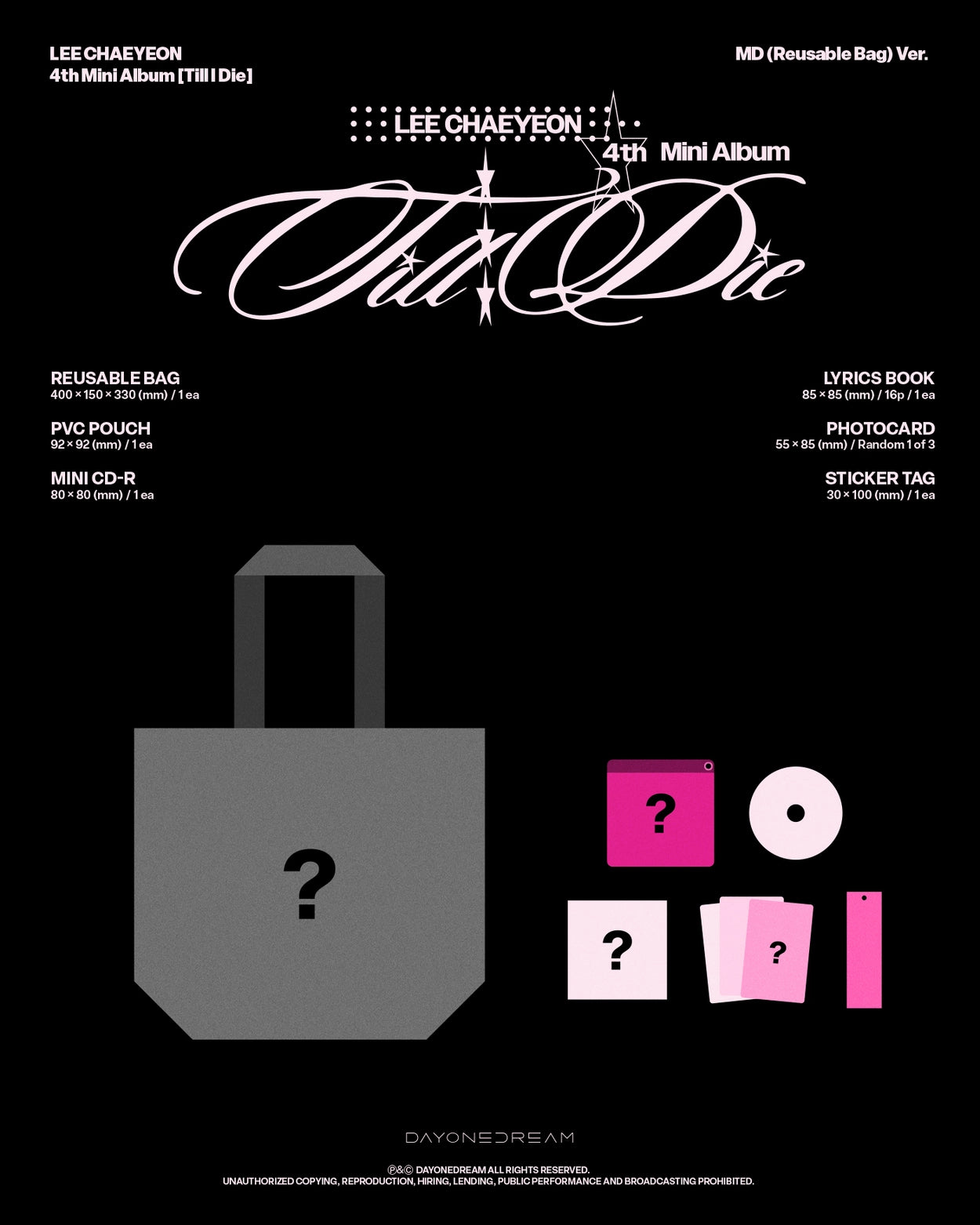 LEE CHAE YEON 4TH MINI ALBUM - TILL I DIE (MD (REUSABLE BAG) VER.))