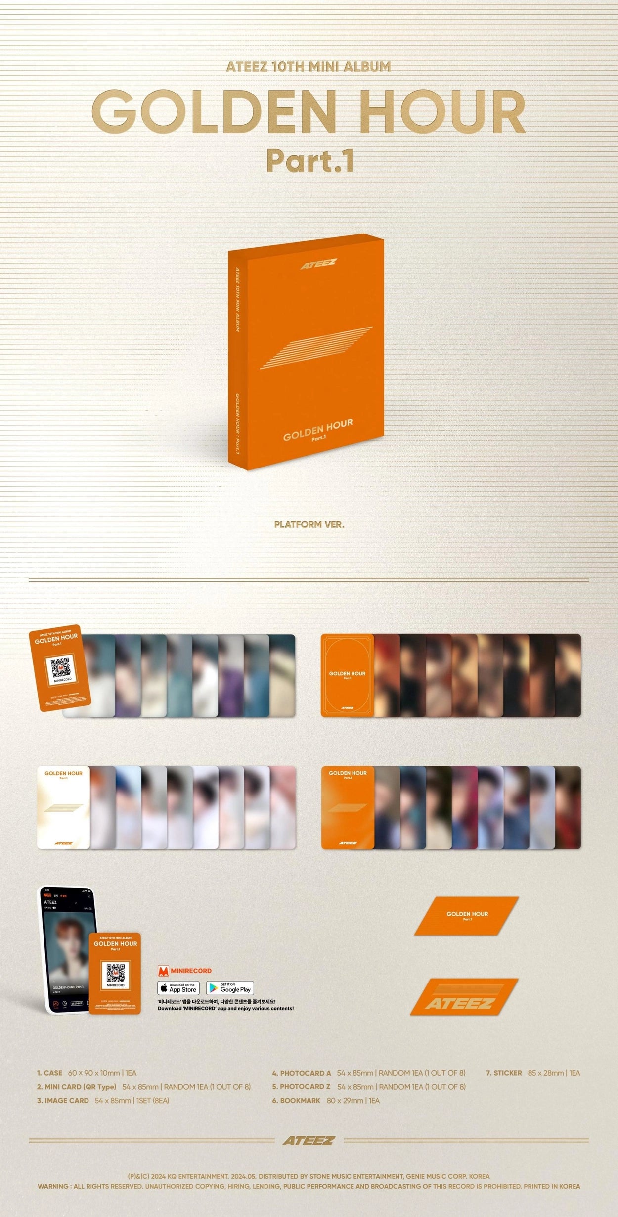 ATEEZ 10TH MINI ALBUM - GOLDEN HOUR : PART 1 (PLATFORM VERSION)