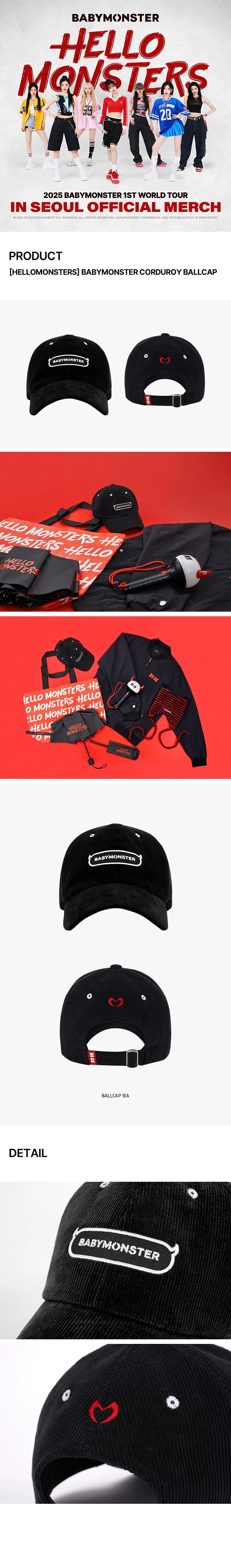 BABYMONSTER - HELLO MONSTERS CORDUROY BALLCAP OFFICIAL MD