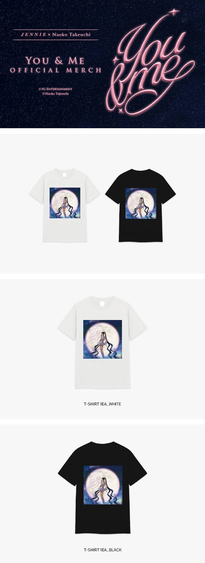 JENNIE (BLACKPINK) - YOU & ME T-SHIRT OFFICIAL MD (BLACK)