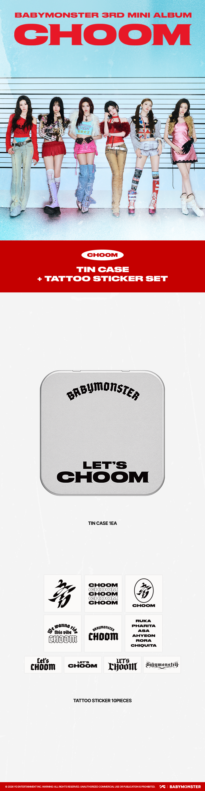 BABYMONSTER - [CHOOM] BABYMONSTER TIN CASE + TATTOO STICKER SET OFFICIAL MD