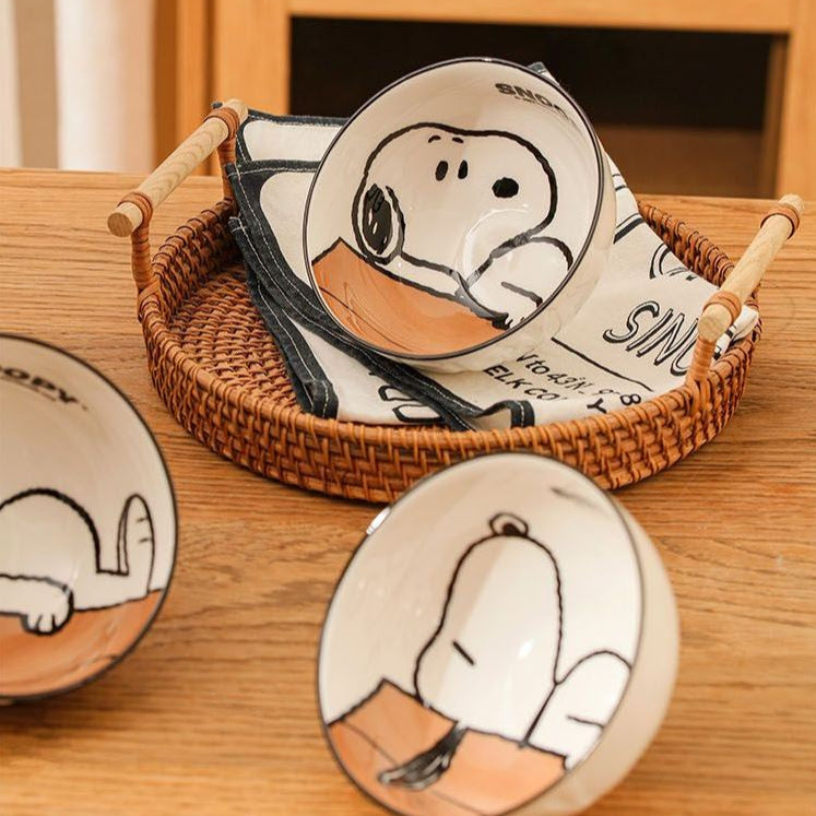 PEANUT SNOOPY Authentic Ceramic Bowl 4in1 Set