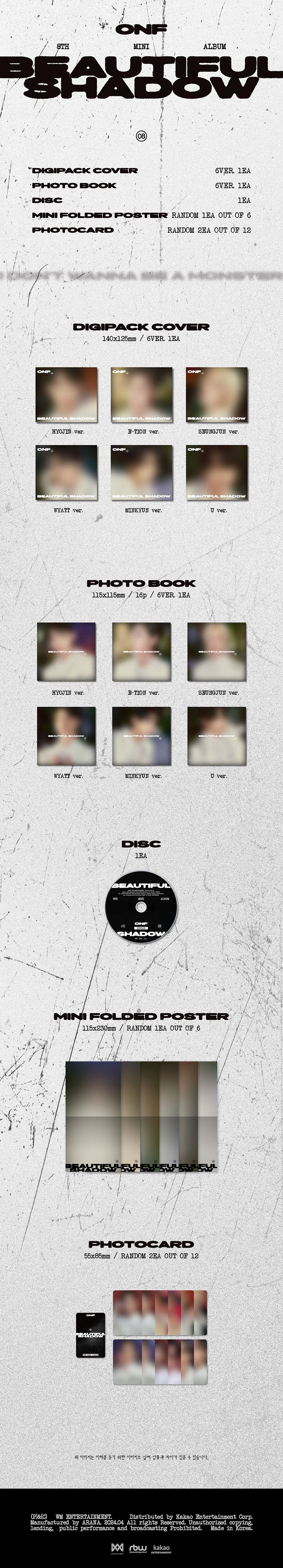 ONF 8TH MINI ALBUM - BEAUTIFUL SHADOW (DIGIPACK VERSION)