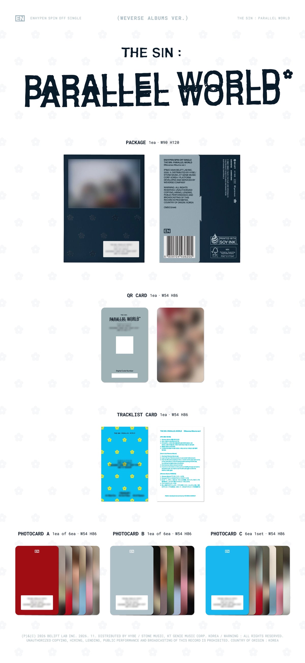 ENHYPEN 1ST SINGLE ALBUM - [THE SIN: PARALLEL WORLD] (WEVERSE VER)