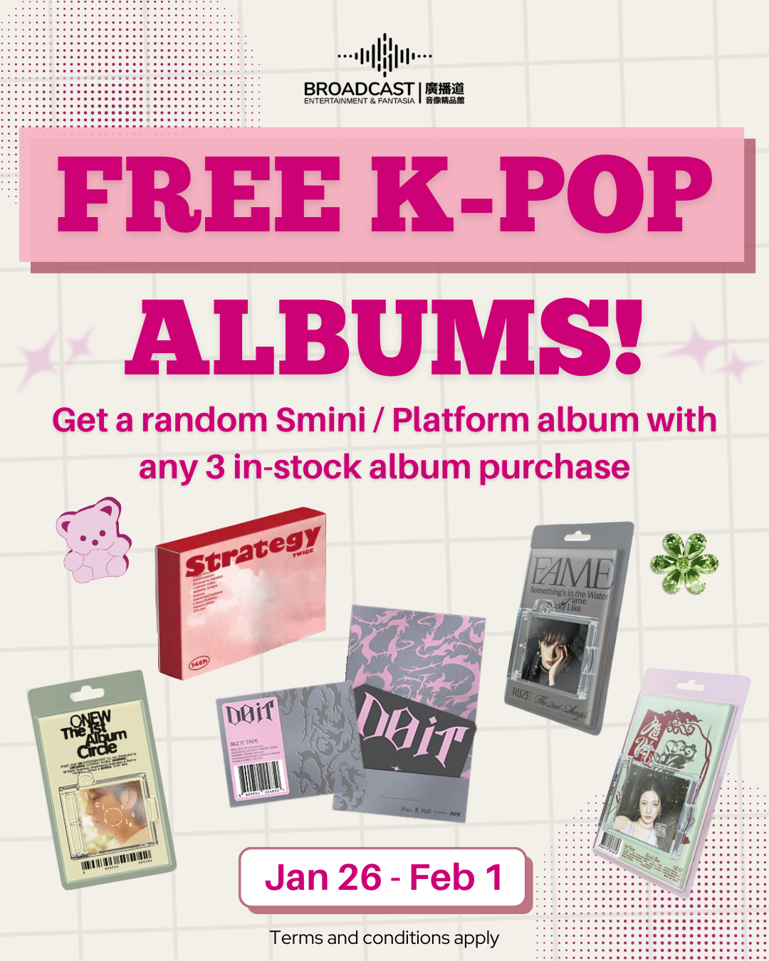 Free Kpop Smini / Platform Album (Eligible Orders Only)