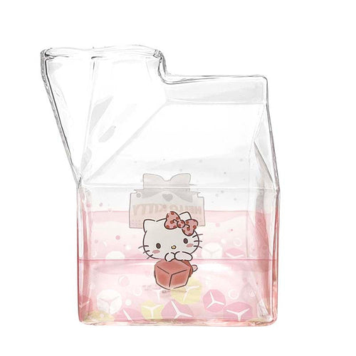 Suuyar Kawaii Square Milk Carton Glass Cup Cute Strawberry Creative Breakfast Cup For Home - View #3