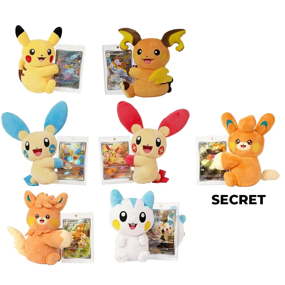 POKEMON Cheek Rubbing Plush & Card Collection Mystery Box 6 Designs