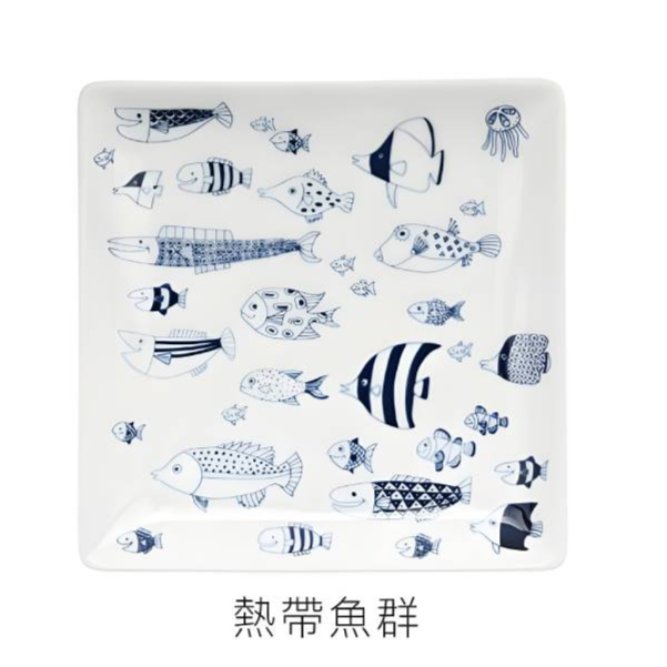 Fish Square Plate 17cm (Japan Edition)