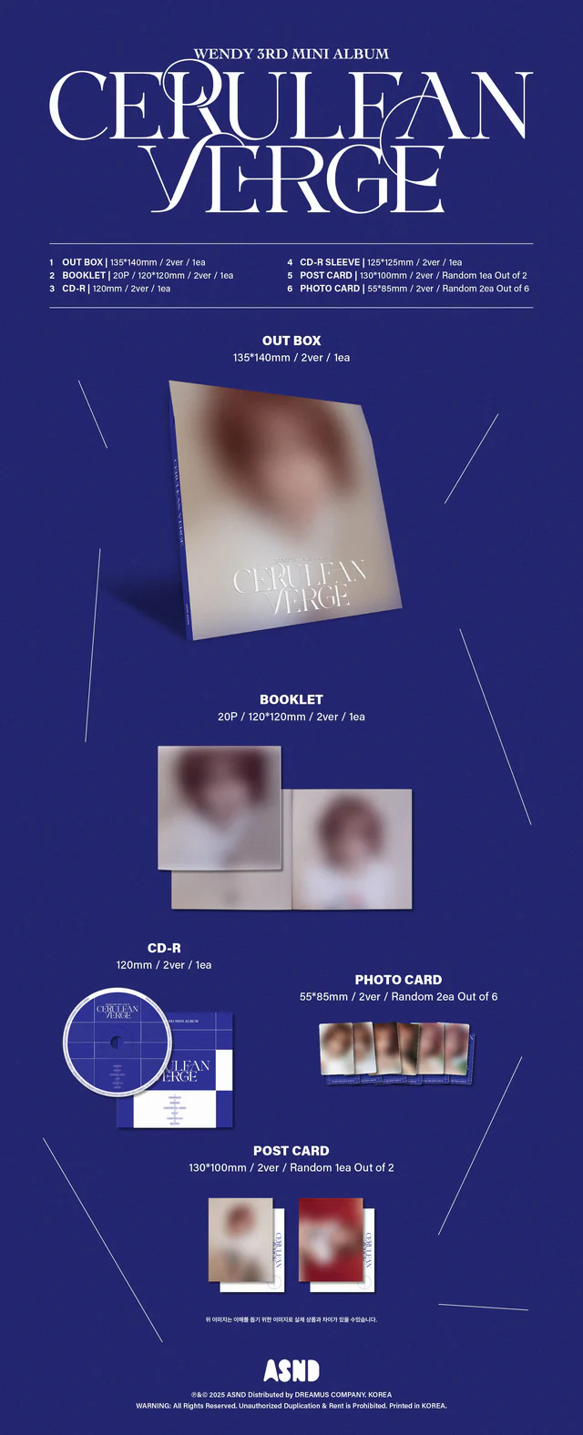 WENDY 3RD MINI ALBUM - CERULEAN VERGE (DIGIPACK VER.)