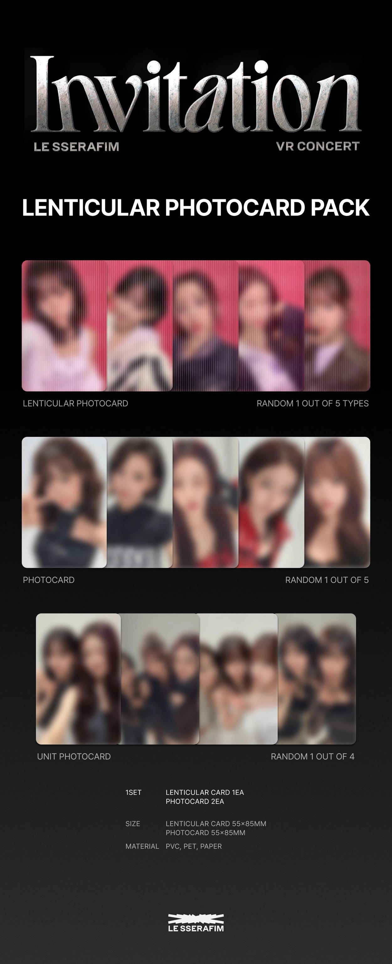 LE SSERAFIM - [[INVITATION] VR CONCERT] LENTICULAR PHOTOCARD PACK