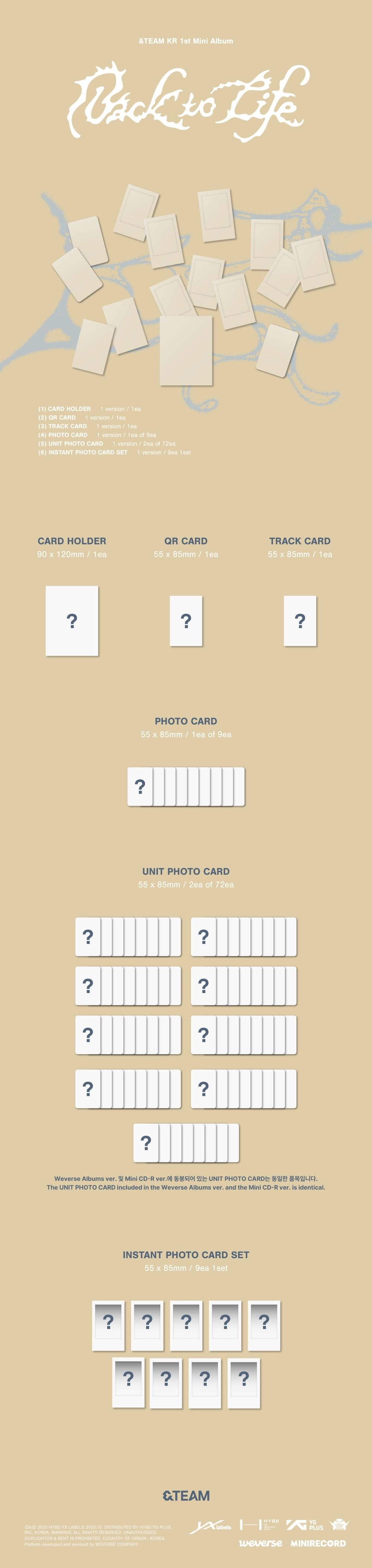 &TEAM KR 1ST MINI ALBUM - BACK TO LIFE (PHOTOCARD BOX) (WEVERSE ALBUMS VER.)