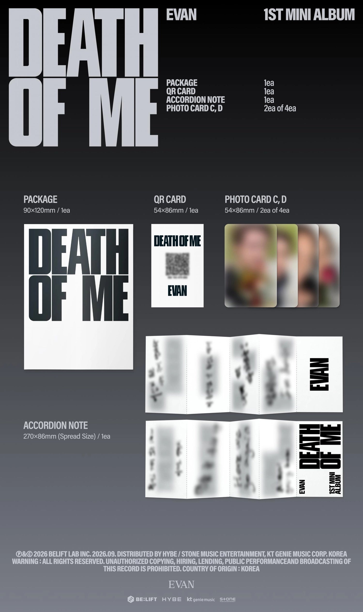 EVAN 1ST MINI ALBUM - DEATH OF ME (WEVERSE ALBUM VER.)